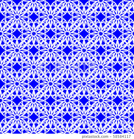 Seamless floral pattern on the blue background 58584117