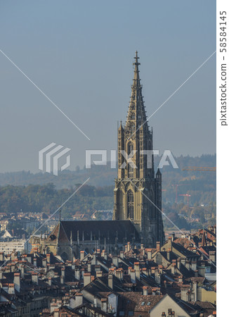Ancient church with cityscape of Bern Ancient church with cityscape of Bern 58584145