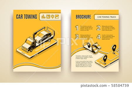 Car towing road service isometric brochure Car towing road service isometric brochure 58584739