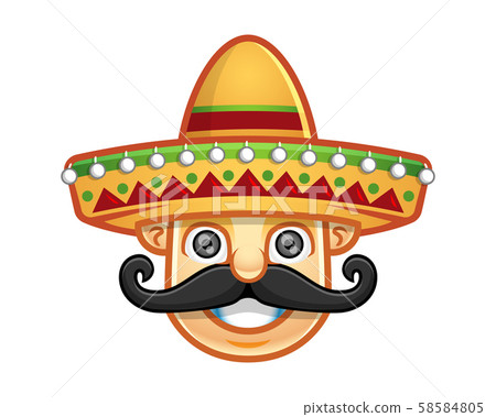 Vector of man wearing sombrero with mustache 58584805