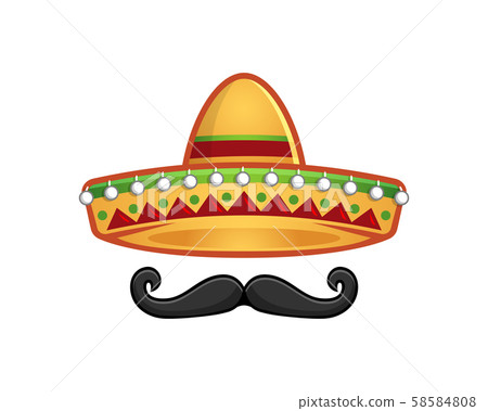 Sombrero and mustache icon template 58584808