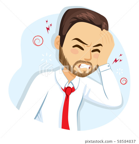 Business man migraine hangover headache drunken alcoholism concept 58584837