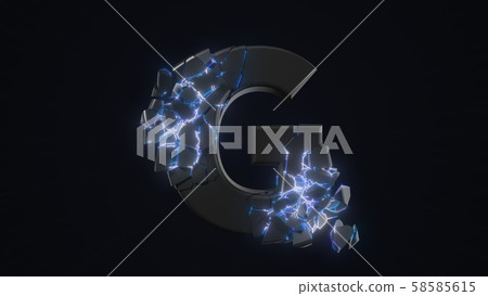 strangely cracked G letter. technological and strangely cracked G letter. technological and 58585615