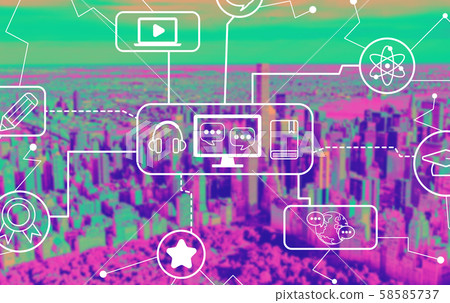 E-learning concept with aerial view of central park 58585737