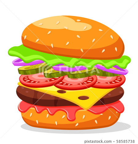 Burger with fried cutlet vegetables and cabbage 58585738