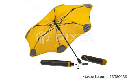 Umbrella parasol open modern yellow and closed Umbrella parasol open modern yellow and closed 58586088