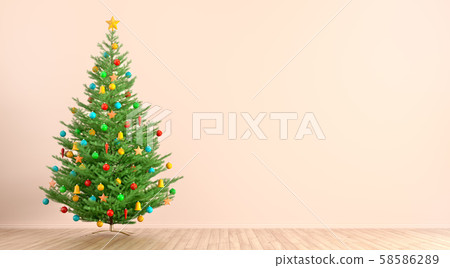 Interior of living room with decorated christmas 58586289
