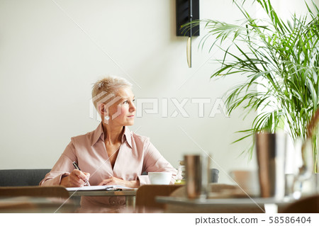 Mature businesswoman working at office 58586404