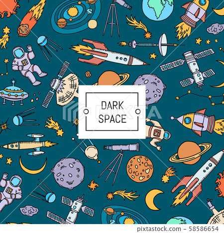 Vector hand drawn space elements background... - Stock Illustration ...