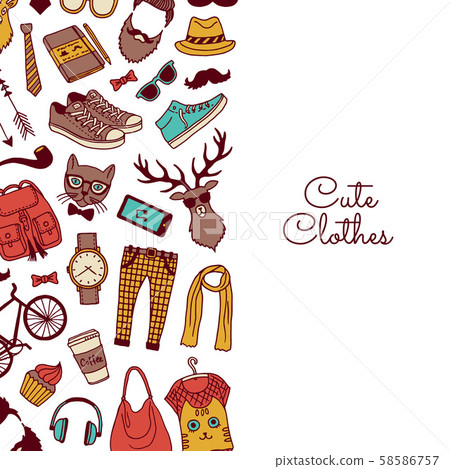 Vector hipster doodle icons background with place for text illustration 58586757