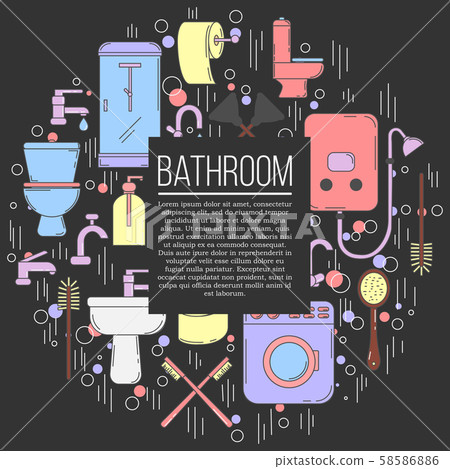 Bathroom card concept. Vector plumbing illustration for your design 58586886