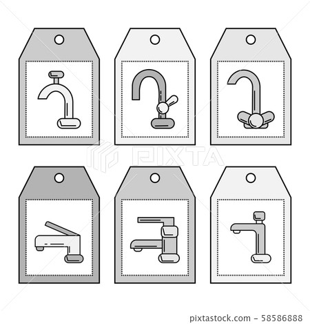 Vector faucet labels. Plumbing elements for design and web. 58586888