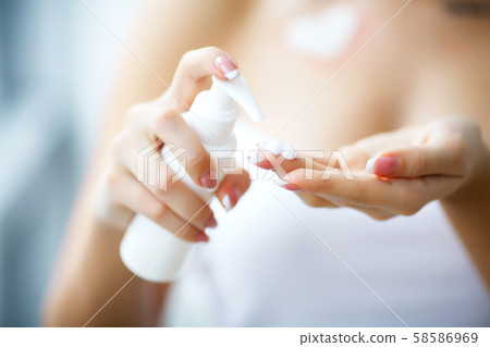 Hand Skin Care. Close Up Of Female Hands Holding Cream Tube, Beautiful Woman Hands With Natural Hand Skin Care. Close Up Of Female Hands Holding Cream Tube, Beautiful Woman Hands With Natural 58586969