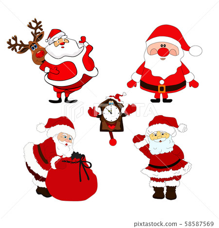 Japan Vector Set Santa Vector Christmas set .Santa Claus and Christmas... - Stock Illustration ...