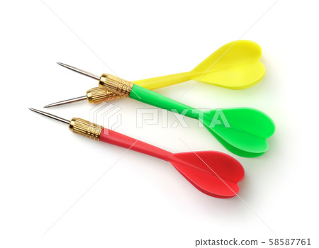 Top view of color plastic darts 58587761