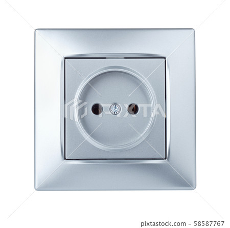 Front view of silver electric outlet 58587767