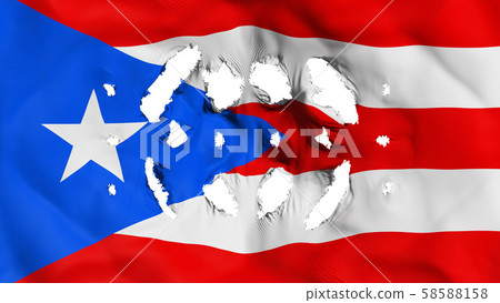 Puerto Rico state flag with a small holes 58588158