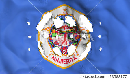 Minnesota state flag with a small holes Minnesota state flag with a small holes 58588177