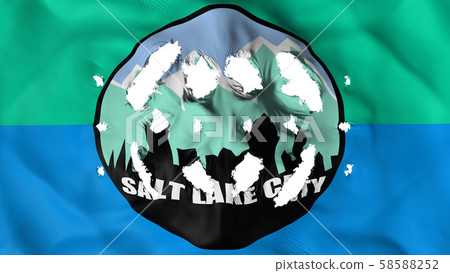 Salt Lake city capital flag with a small holes 58588252