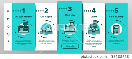 Cashier Equipment Onboarding Icons Set Vector 58588728