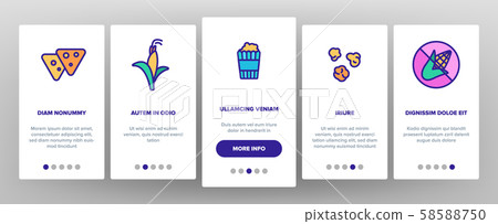 Corn Food Onboarding Icons Set Vector Corn Food Onboarding Icons Set Vector 58588750