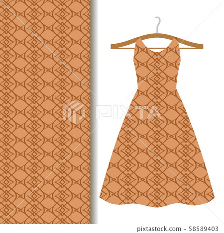 Dress fabric with brown geometric pattern Dress fabric with brown geometric pattern 58589403