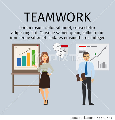Teamwork infographic with business people Teamwork infographic with business people 58589683