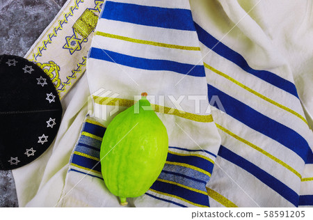 Traditional symbols Jewish festival of Sukkot 58591205