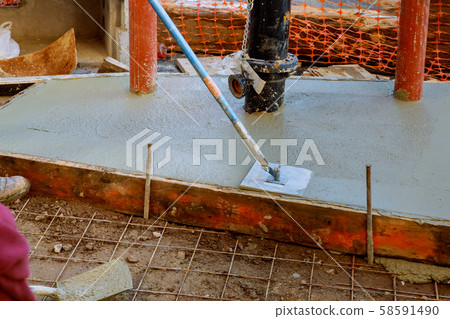 Installed sidewalk borders with concrete renewal Installed sidewalk borders with concrete renewal 58591490
