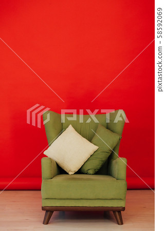 red black background green chair with pillows for rest red black background green chair with pillows for rest 58592069