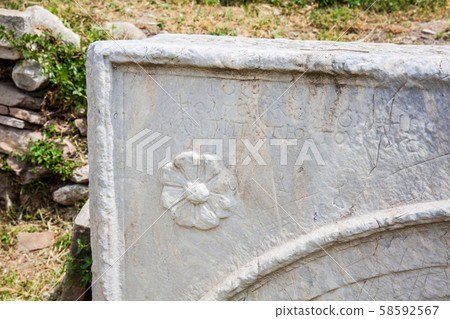Ancient ruins at the Roman Agora located to the north of the Acropolis in Athens Ancient ruins at the Roman Agora located to the north of the Acropolis in Athens 58592567
