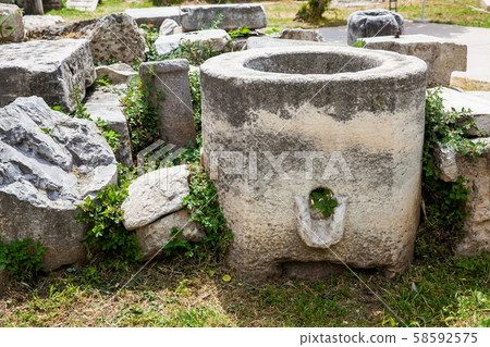 Ancient ruins at the Roman Agora located to the north of the Acropolis in Athens Ancient ruins at the Roman Agora located to the north of the Acropolis in Athens 58592575