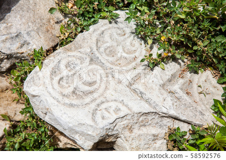 Ancient ruins at the Roman Agora located to the north of the Acropolis in Athens Ancient ruins at the Roman Agora located to the north of the Acropolis in Athens 58592576