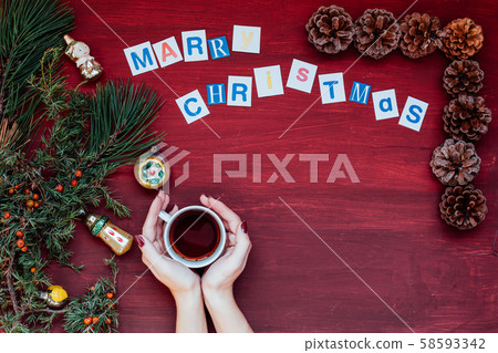 Christmas background holiday new year gifts Christmas decorations 58593342