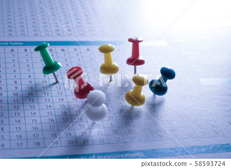 Push pins on paper Push pins on paper 58593724