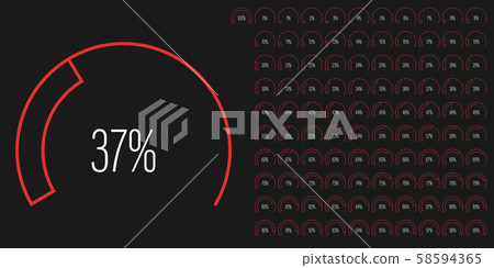Set of circular sector percentage diagrams from 0 to 100 58594365