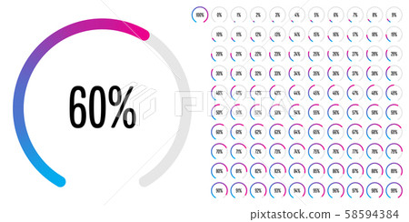 Set of circular sector percentage diagrams from 0 to 100 58594384