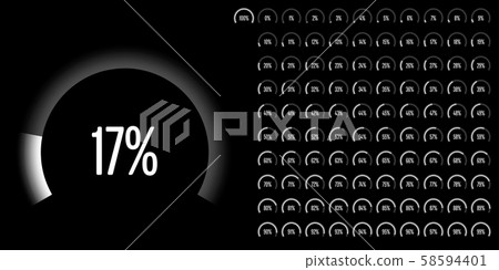 Set of circular sector percentage diagrams from 0 to 100 Set of circular sector percentage diagrams from 0 to 100 58594401
