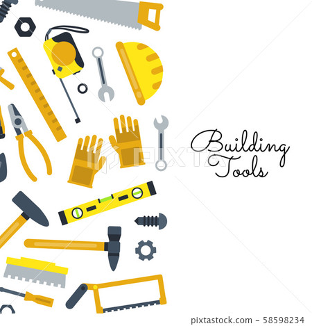Vector flat construction tools. Building... - Stock Illustration ...