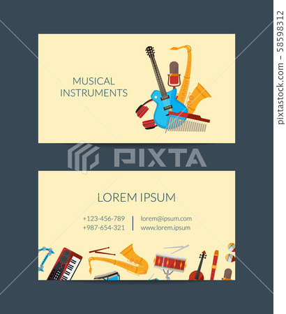 Vector cartoon musical instruments business card Vector cartoon musical instruments business card 58598312