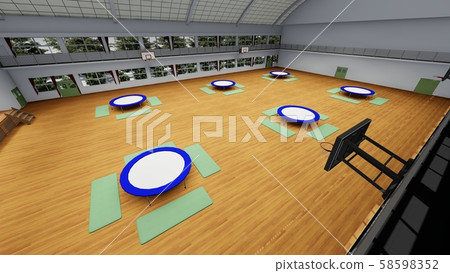 Elementary School Gymnasium Trampoline Practice No People Illustration 17 58598352