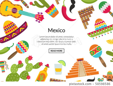 Vector flat Mexico attributes background place for text 58598586