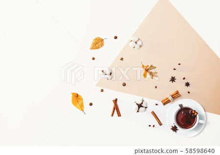 Black tea with cinnamon sticks and star anise 58598640