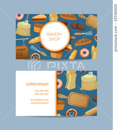 Vector cartoon bakery business card template illustration 58598808