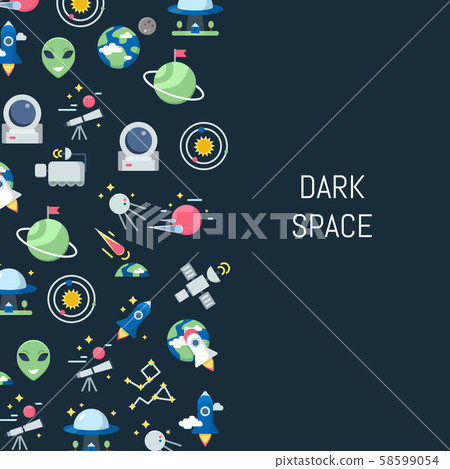 Vector flat space icons background with place... - Stock Illustration ...