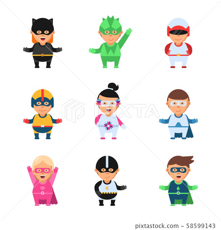 Little superheroes. Hero comic cartoon 2d... - Stock Illustration  [58599143] - PIXTA