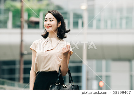 Urban Business Woman Commuter Street Corner Office Town Japanese Woman 58599407