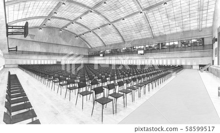 Gymnasium graduation ceremony chairs red curtain illustration 13-35 Gymnasium graduation ceremony chairs red curtain illustration 13-35 58599517