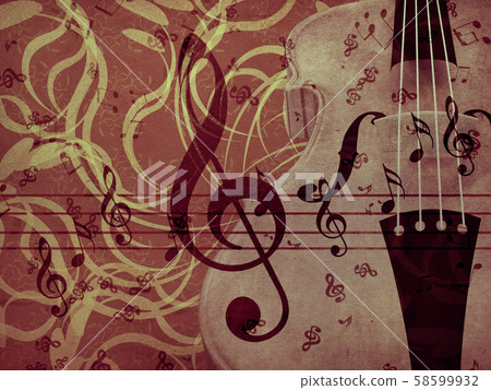 Violin floral background 58599932