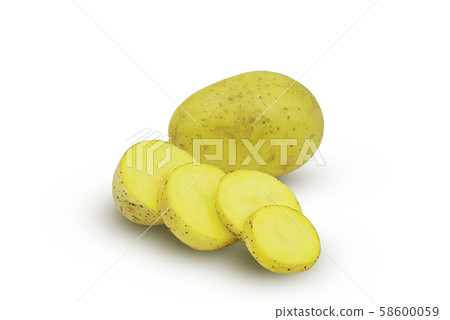 Fresh potato slice isolated on white background with clipping path Fresh potato slice isolated on white background with clipping path 58600059